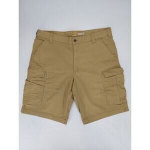 Carhartt Men's Rugged Flex Relaxed Fit Canvas Cargo Work Shorts Khaki Size 40